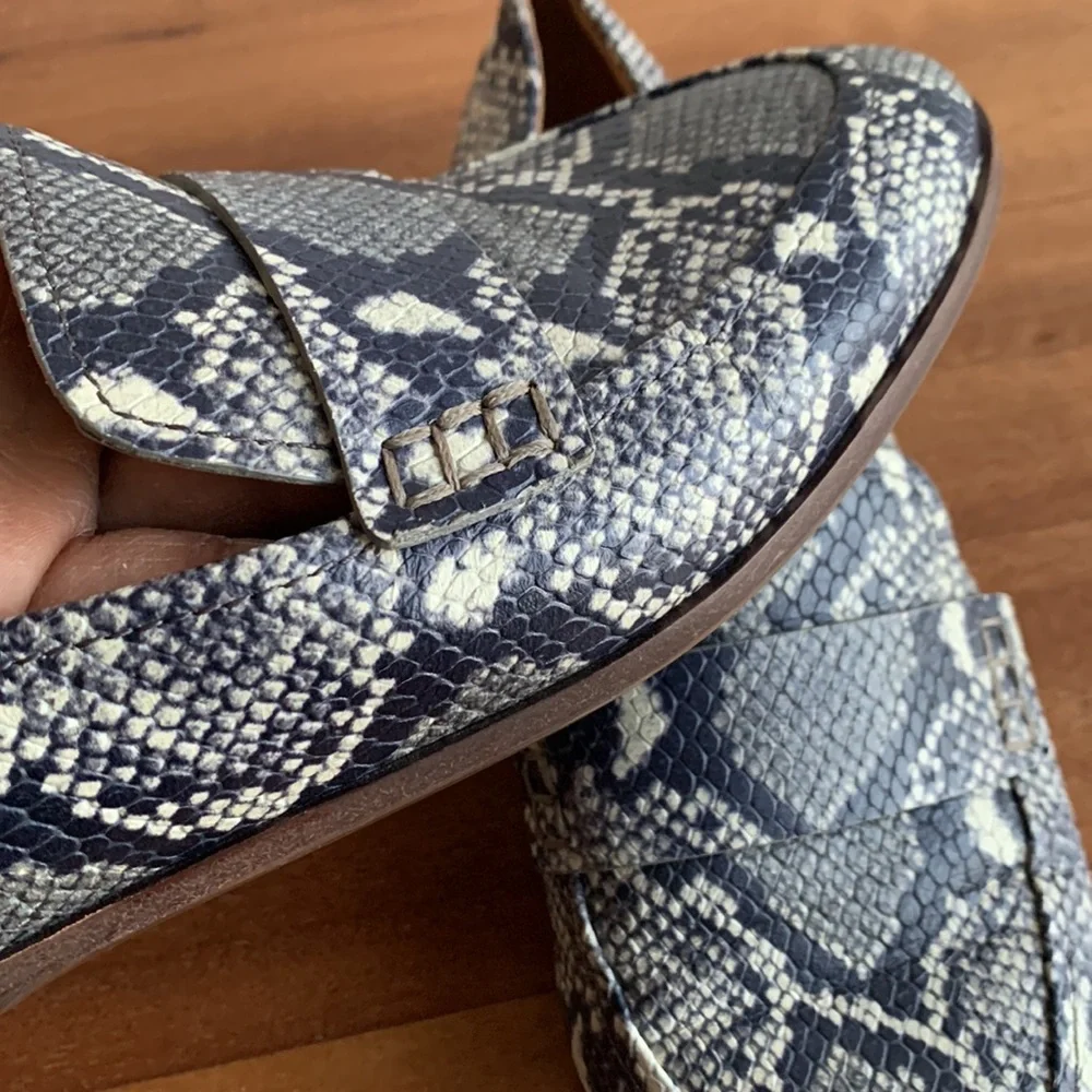 Madewell The Alex Snake Embossed Leather Loafer Black White 9.5 Business Office